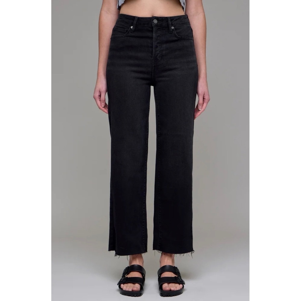 Hidden Tracey Wide Straight Jeans with Distressed Hem Women 31 Black NWOT